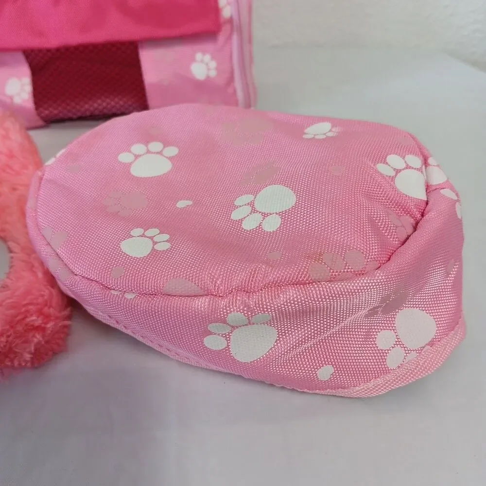 Battat Sofia's Pet Kitty Cat Dog Carrier Bed Bowl Blanket Bones Lot Pink For 18